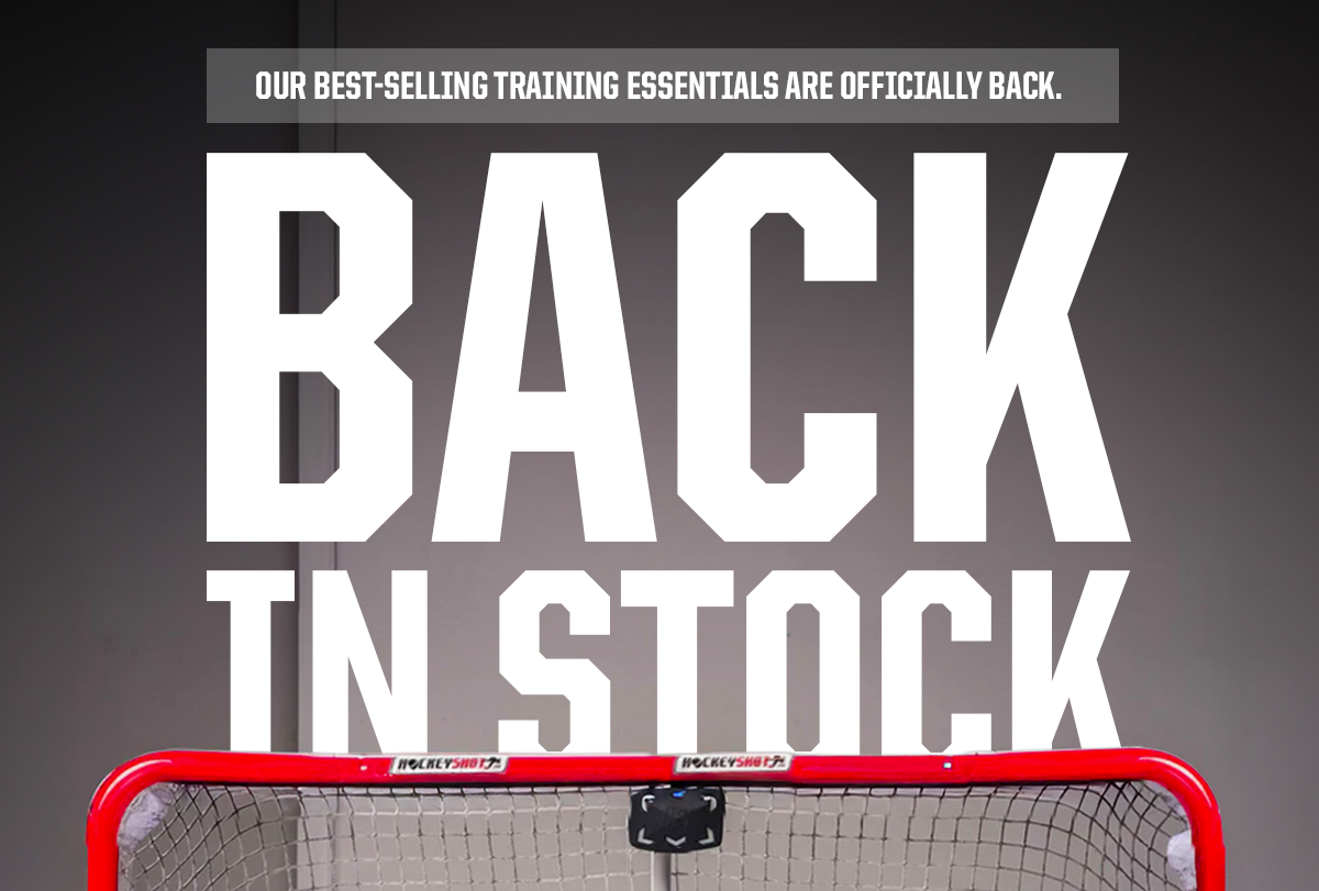 Headline: Back In Stock. Subheader: Our best-selling training essentials are officially back.