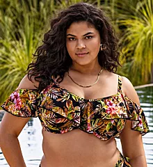 Tiger Valley Underwire Bikini Swim Top Black 38DD