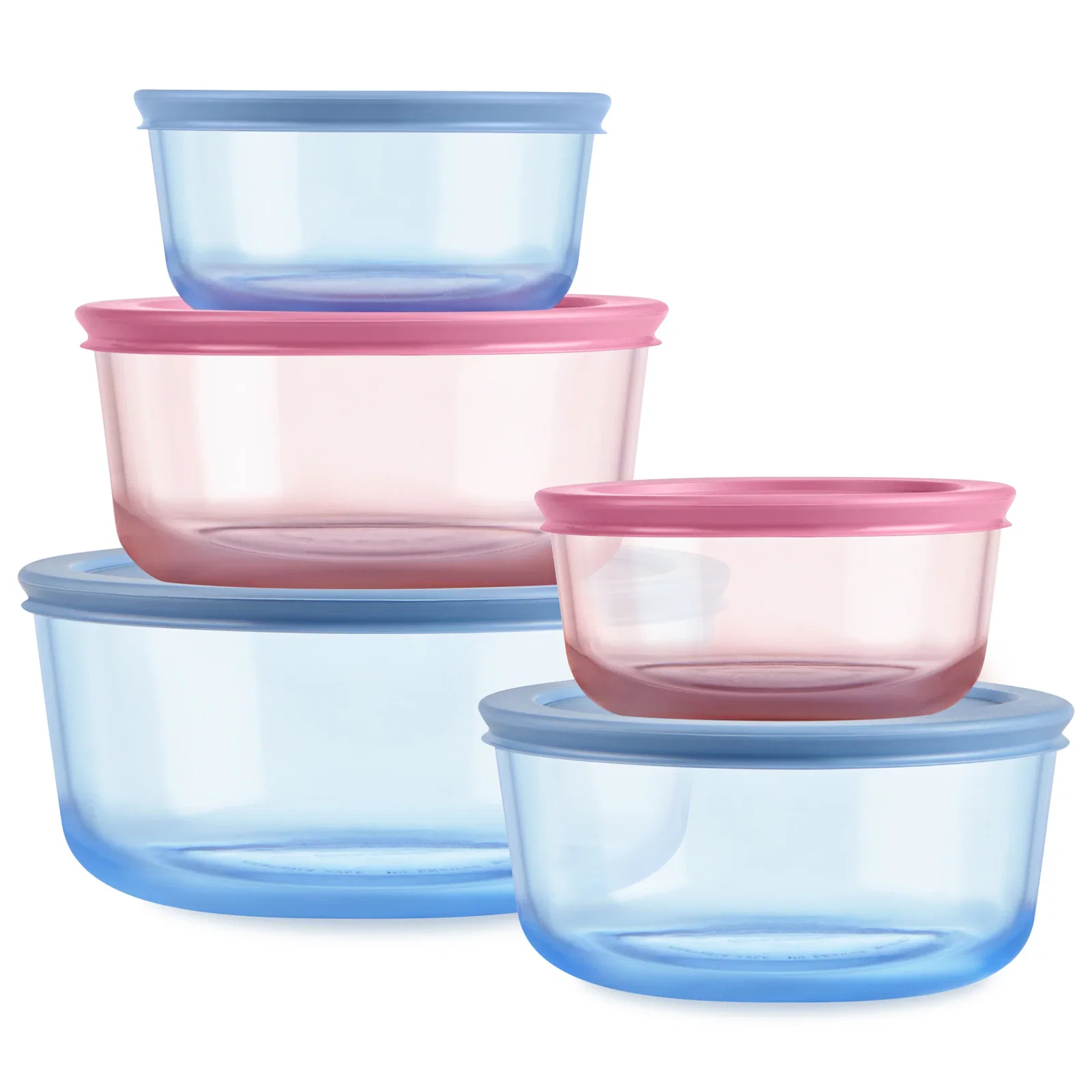 Image of Pyrex® Simply Store® Tinted Glass Round Storage Containers, 10-pc Set, Mixed Colors
