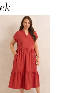 EVANS Curve Rust Orange Cotton Midi Dress