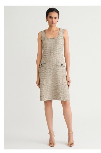 Shimmer A-Line Tweed Knit Dress
