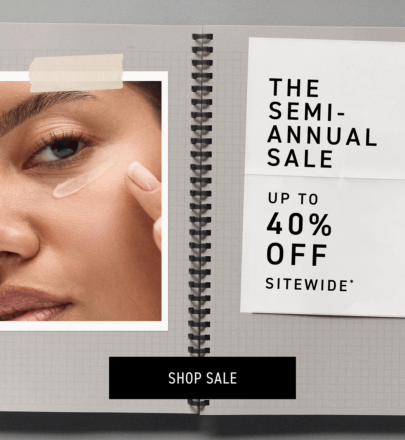 The semi-annual sale: Up to 40% off sitewide. CTA: SHOP SALE