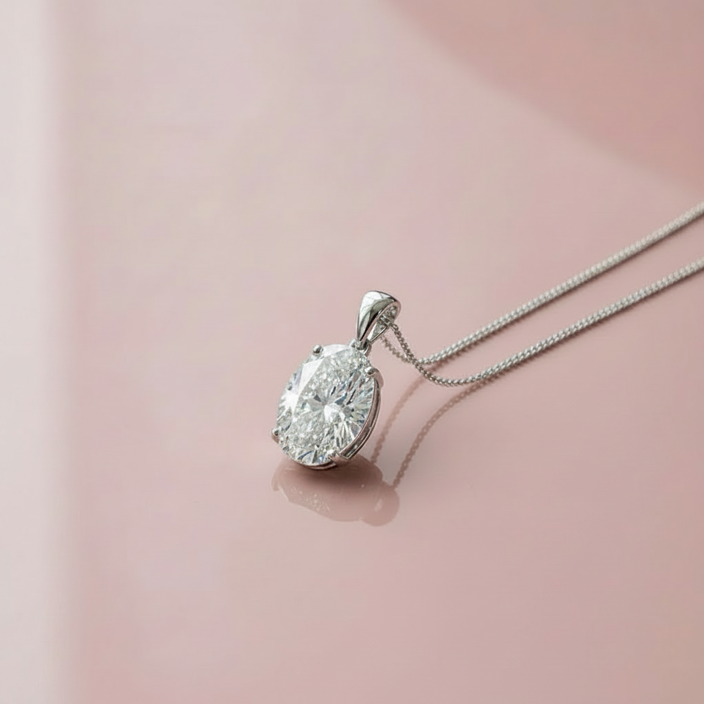 Moissanite Solitaire Pendant with Chain