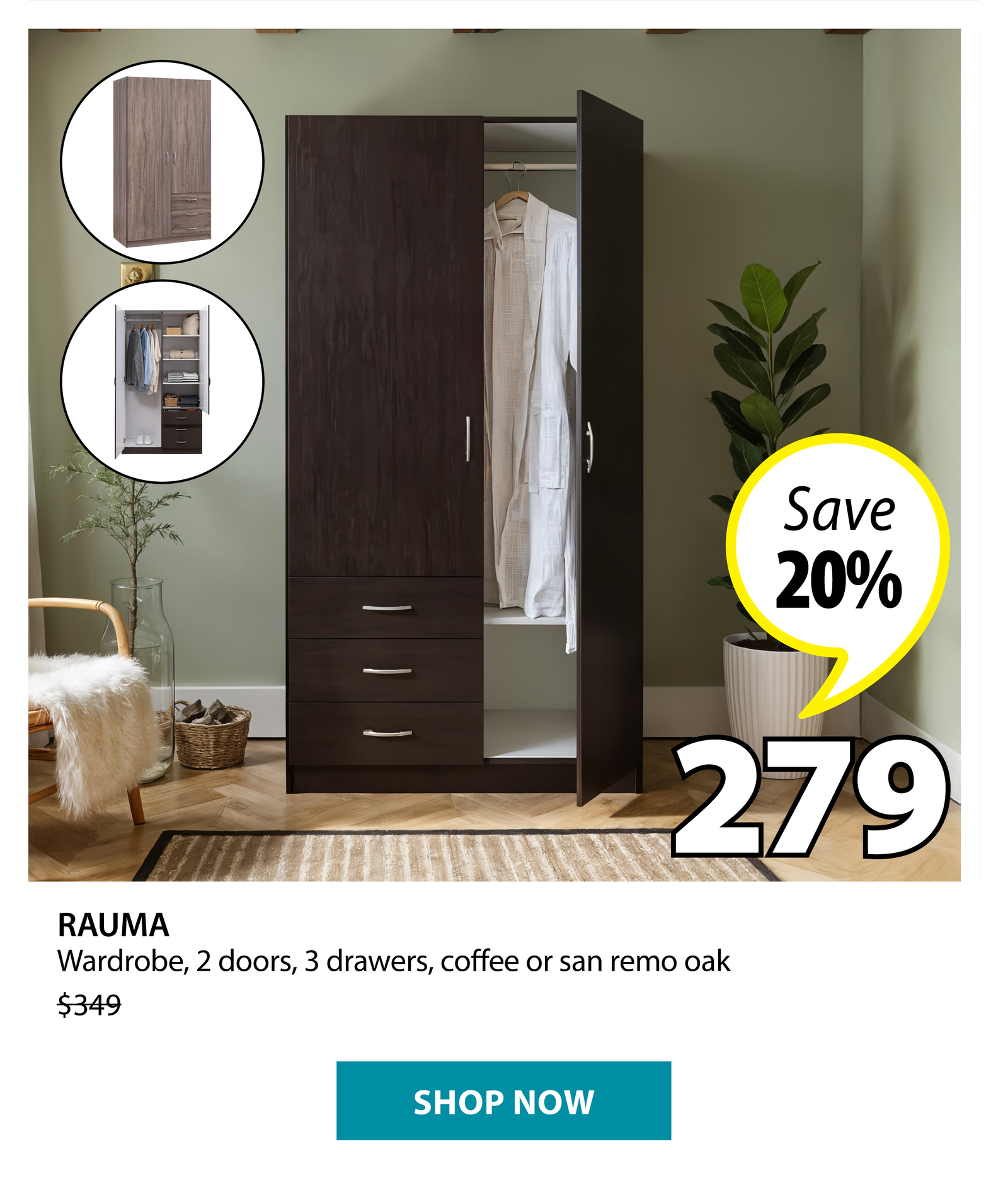 RAUMA Wardrobe | Save 20%
