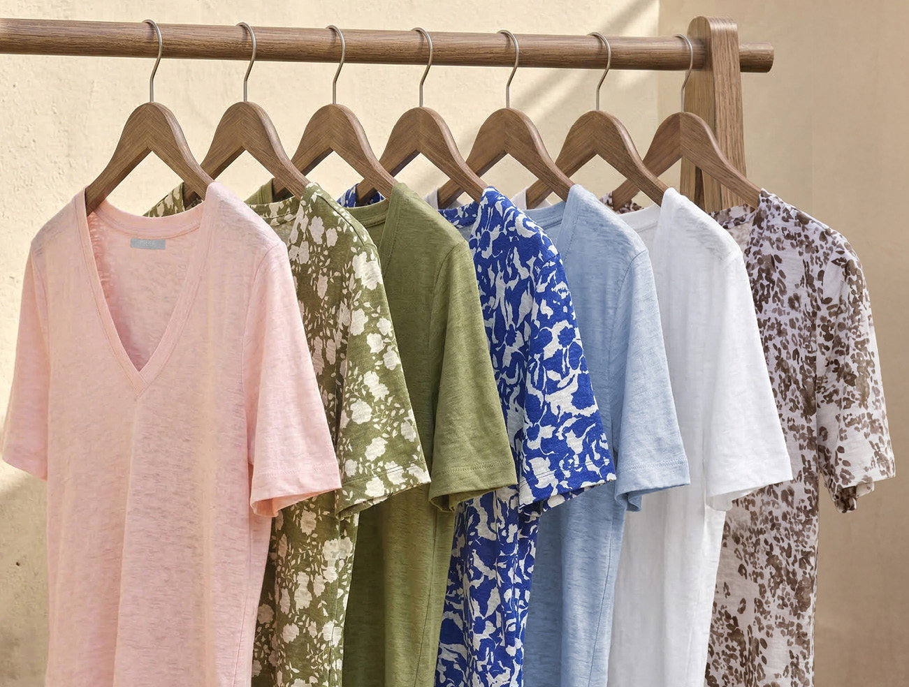 Linen Short Sleeve V Neck T-Shirt