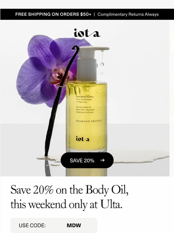 Save 20% on the Body Oil at Ulta