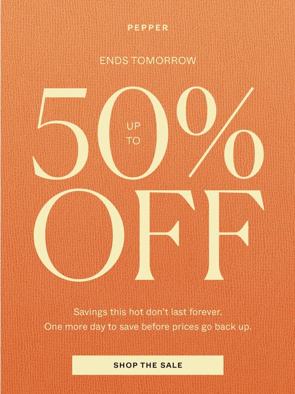🚨 ENDS TOMORROW: Up to 50% OFF 🚨