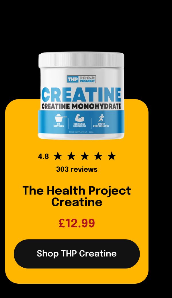 Creatine monohydrate container with product name and price.