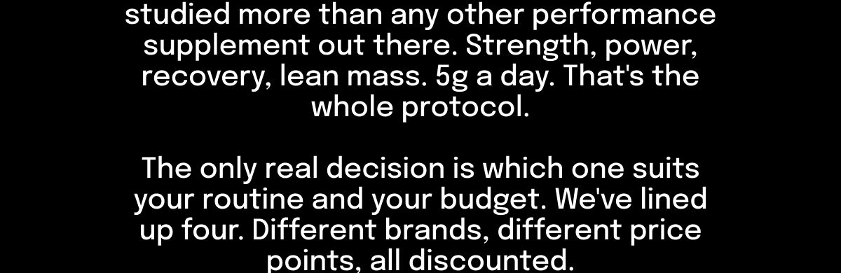 Text discussing performance supplements and pricing options.