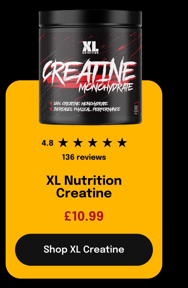 XL Nutrition Creatine supplement container with 50 servings, £10.99.
