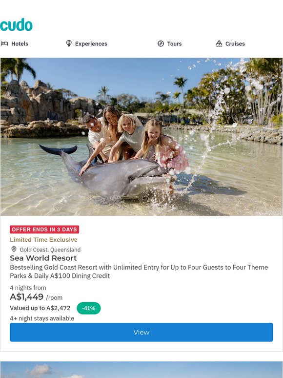 Bestselling Sea World Resort is Back! Gold Coast Family Fun for 4 Guests w. Unlimited Theme Park Entry