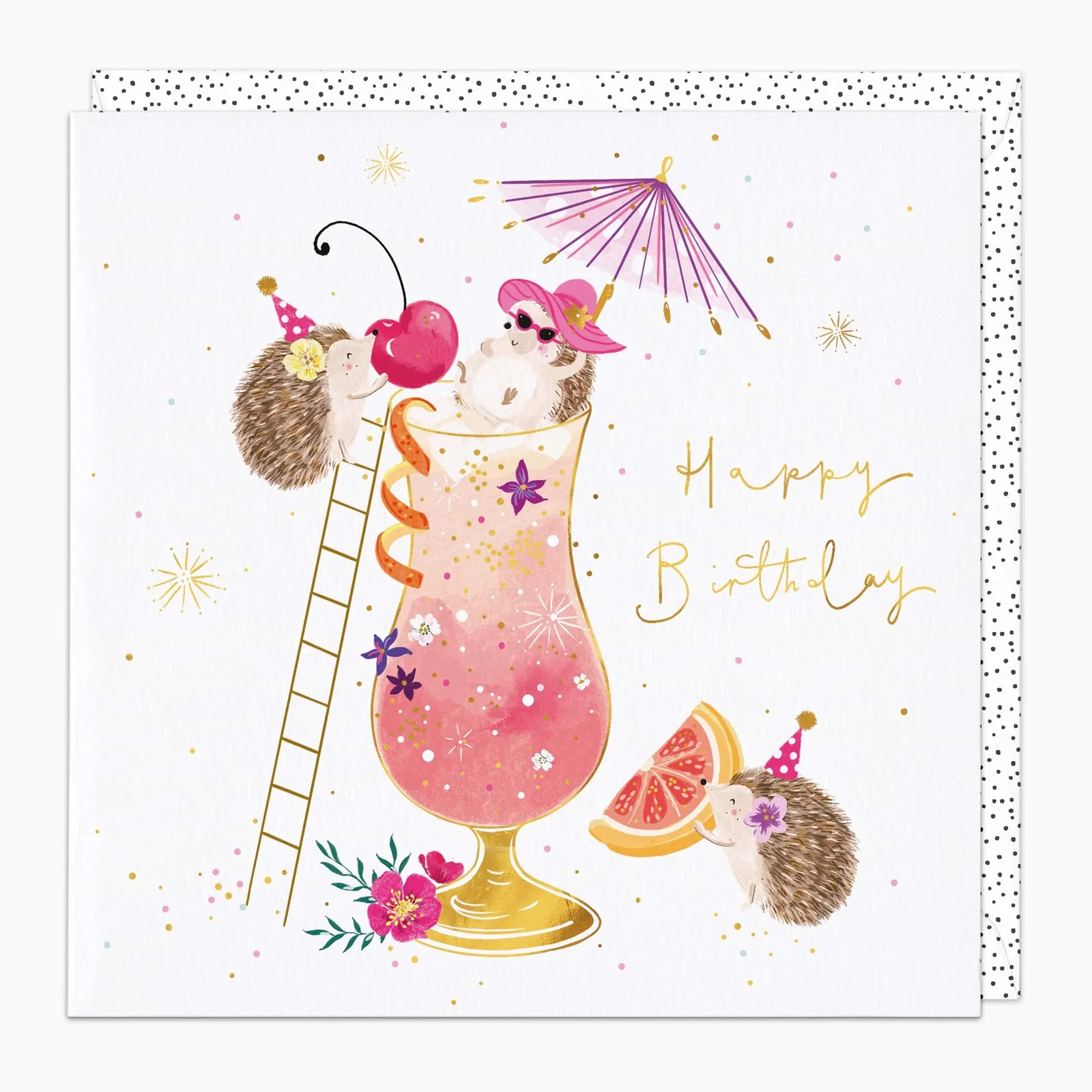 Image of H318 - Hedgehog Cocktail Party Birthday Card