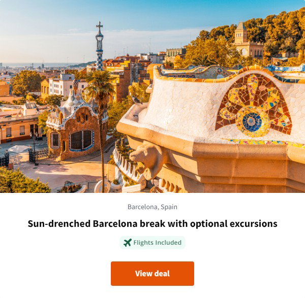 Sun-drenched Barcelona break with optional excursions