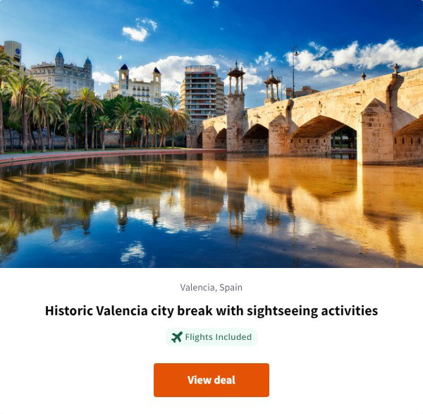 Historic Valencia city break with sightseeing activities