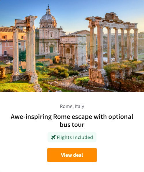 Awe-inspiring Rome escape with optional bus tour