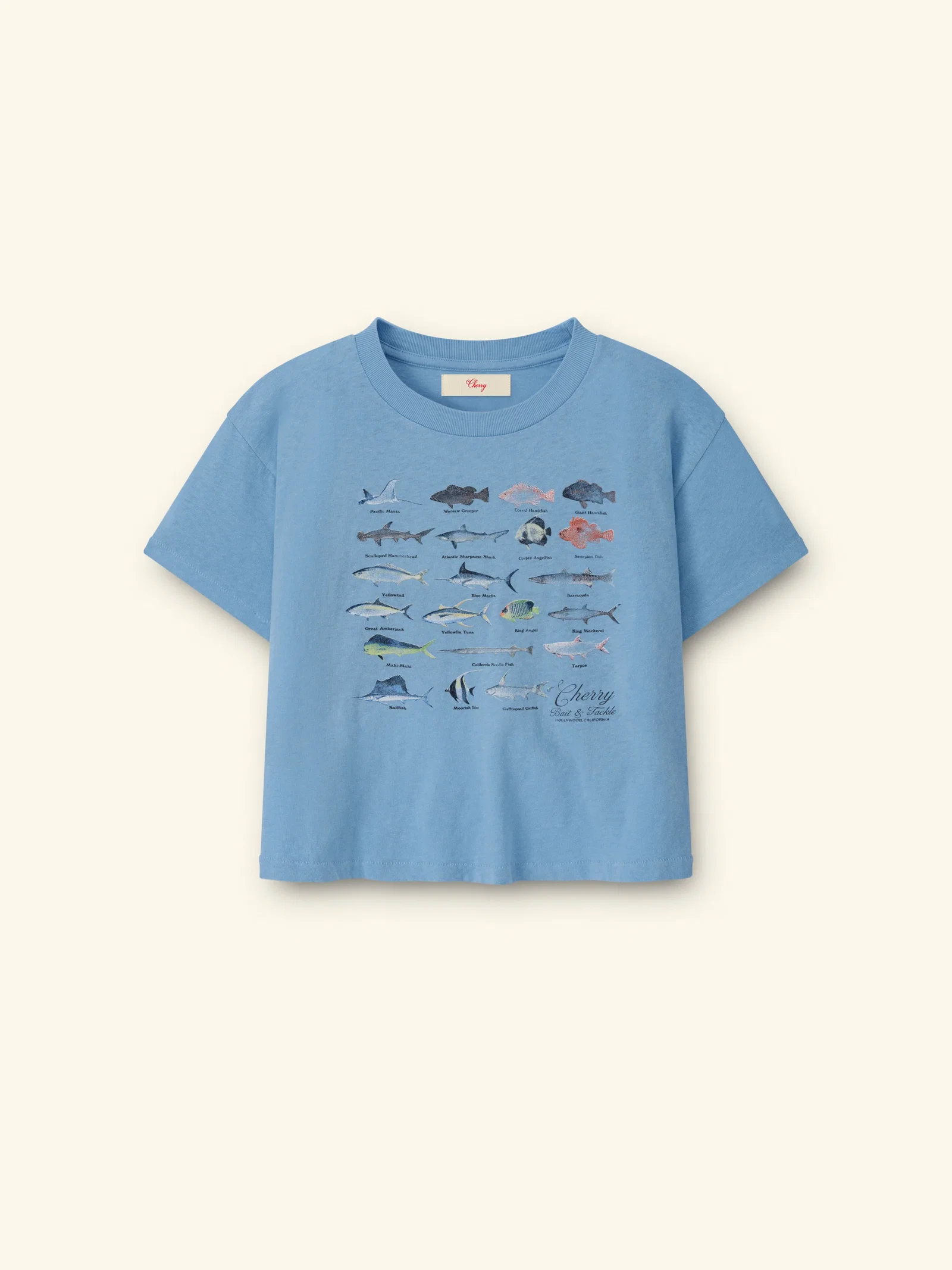 Image of Women's Fish Boxy Tee (Sky Blue)
