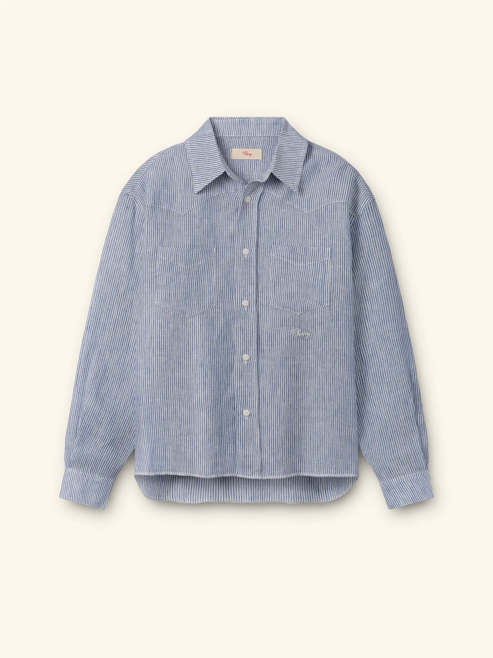 Image of Linen Western Shirt (Blue)