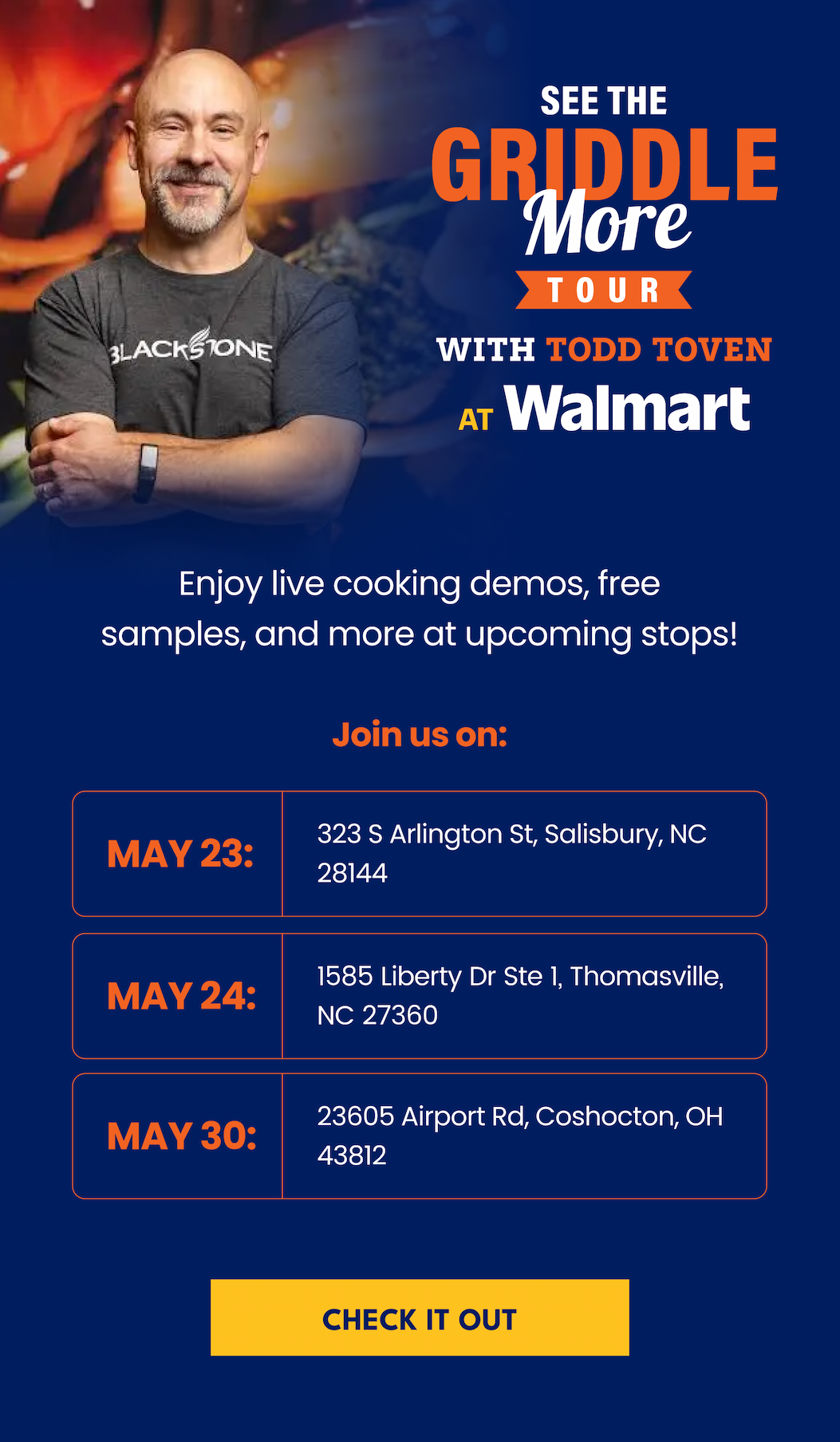 See The Griddle More Tour with Todd Toven at Walmart