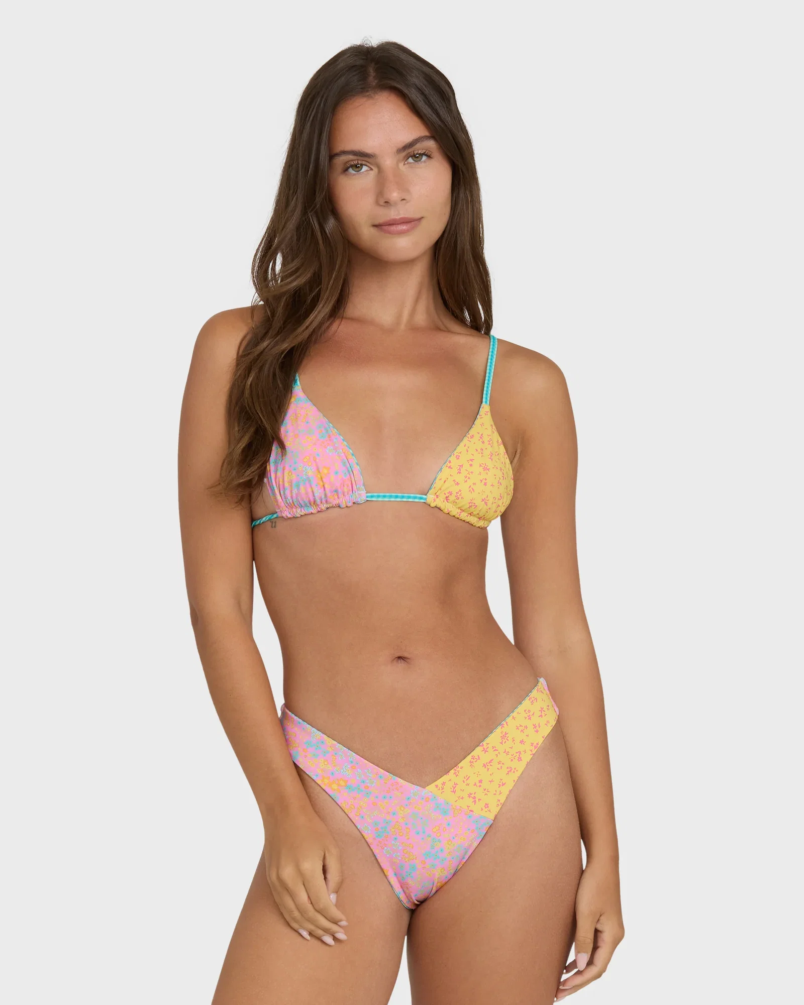 Image of Babe Alert Reversible Mini Slide Triangle Bikini Top - Agave