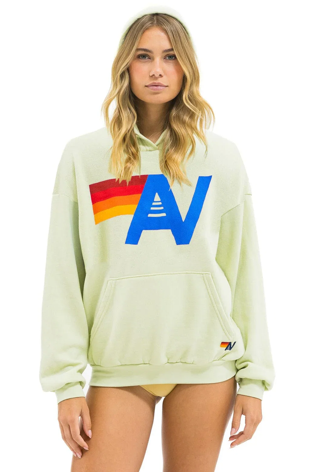 Image of LOGO PULLOVER RELAXED HOODIE - LIME CREAM
