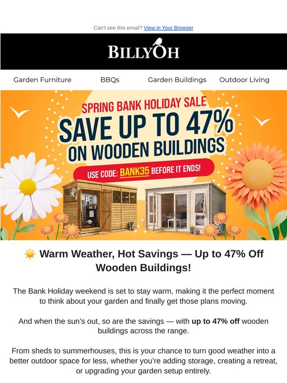 🌤️ Up to 47% Off for the Warm Long Weekend Ahead!