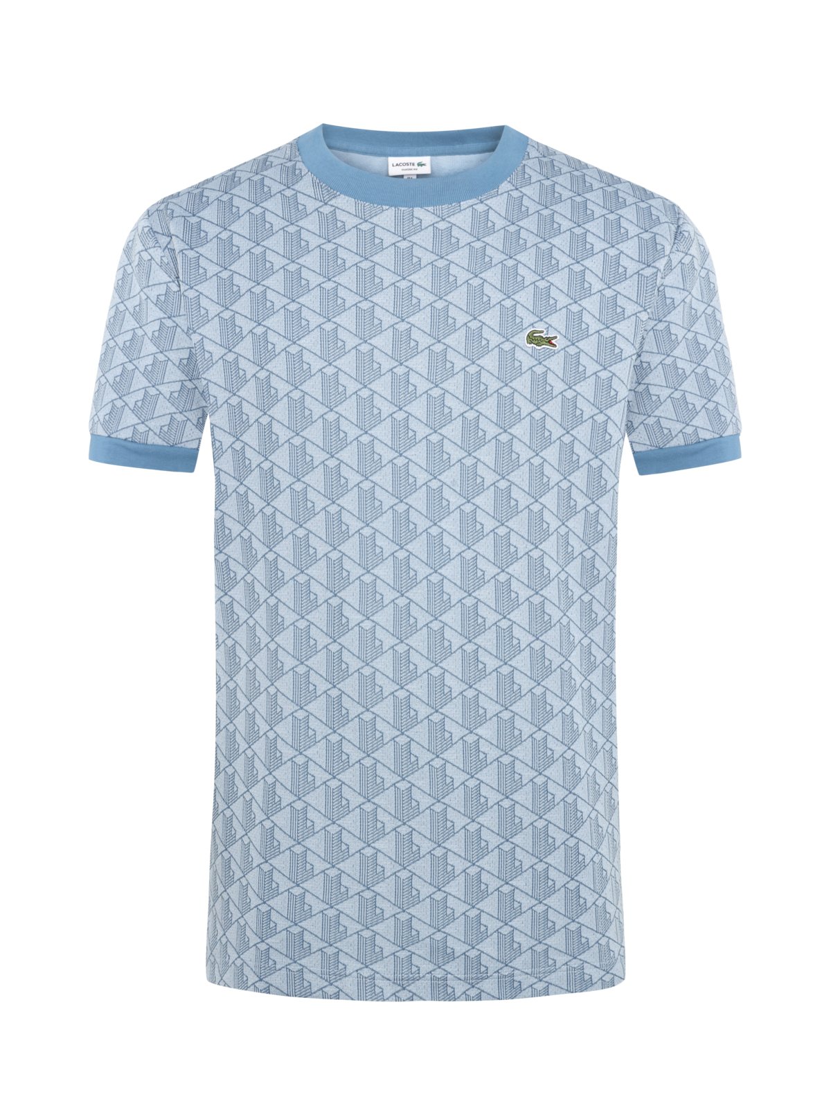 T-Shirt in Jacquard-Strick mit Monogramm-Print, Classic Fit