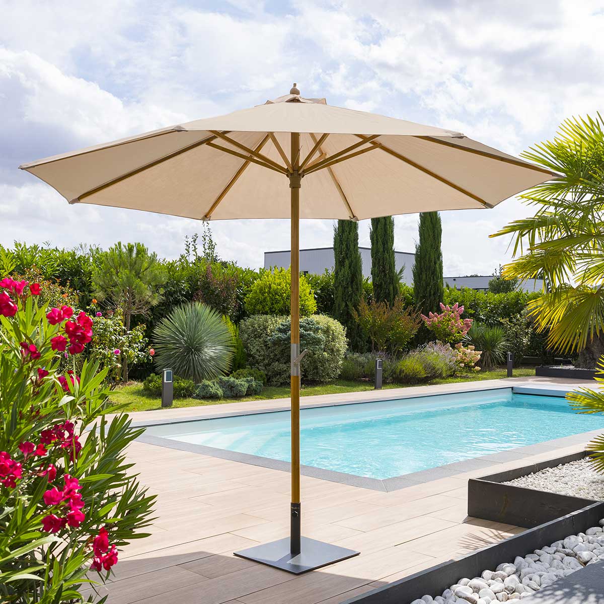 Parasol droit rond TINAEI Taupe