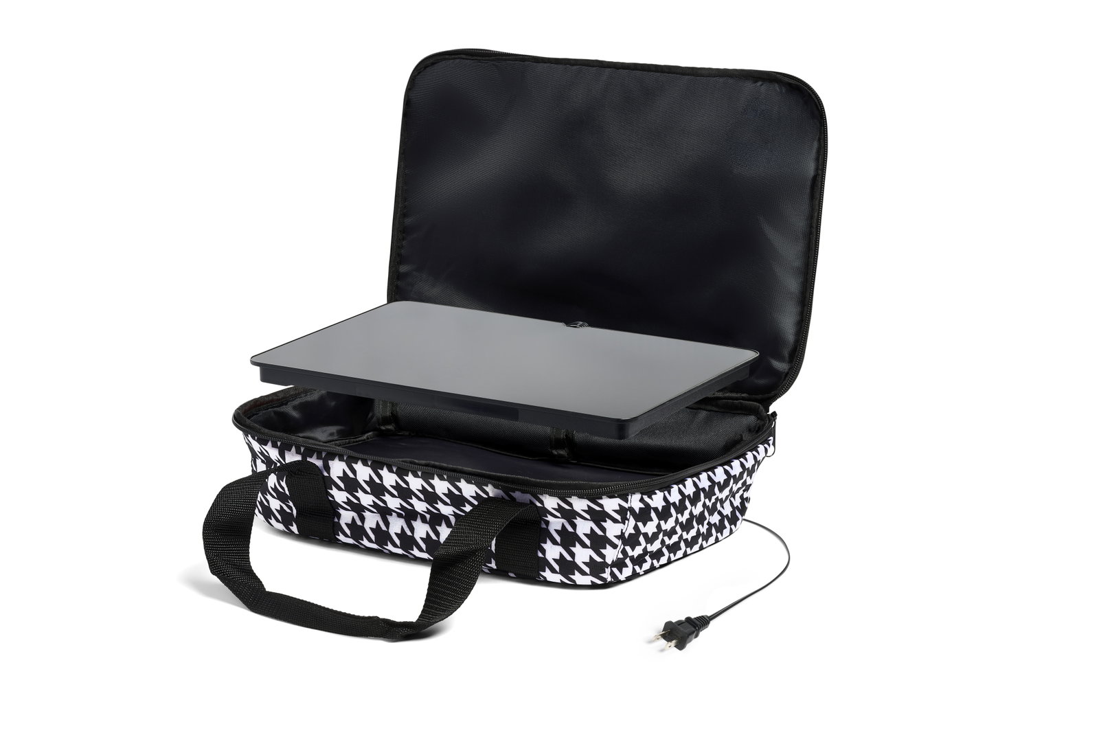HOTLOGIC® MAX in houndstooth print, open and ready to travel