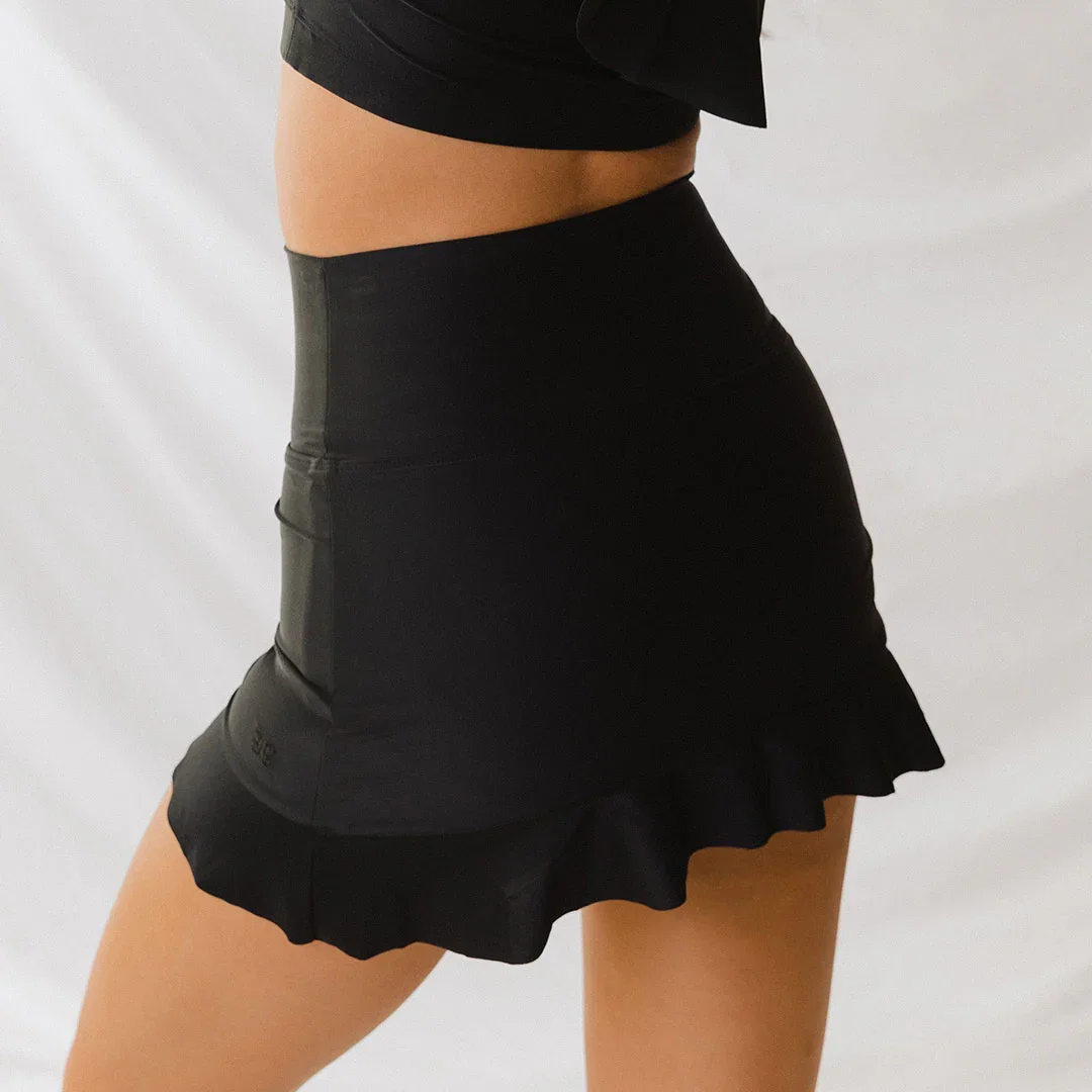 Image of Black High-Waisted Swim Skirt