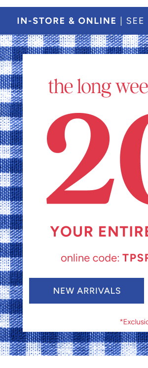 in-store & online 20% off | online code: TPSREDWHITEBLUE