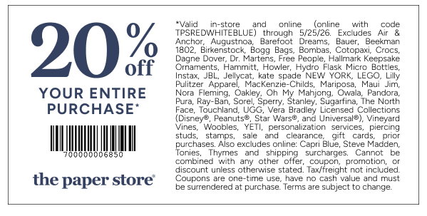 the paper store 20% off coupon
