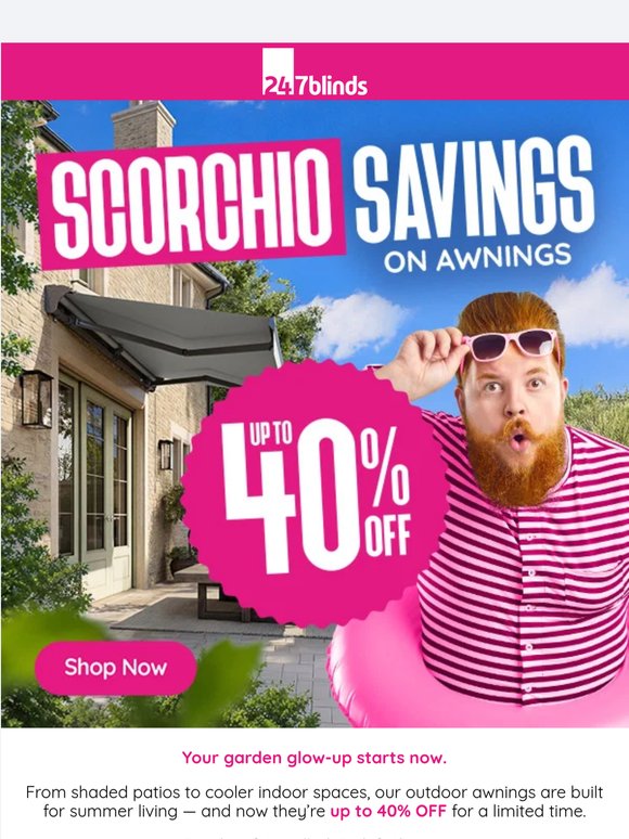 Scorchio savings ☀️ Up to 40% OFF awnings