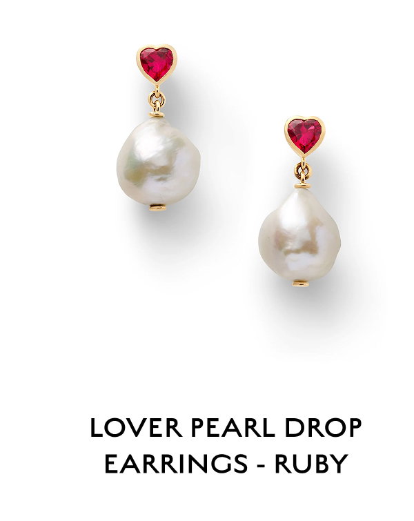 LOVER PEARL DROP EARRINGS - RUBY