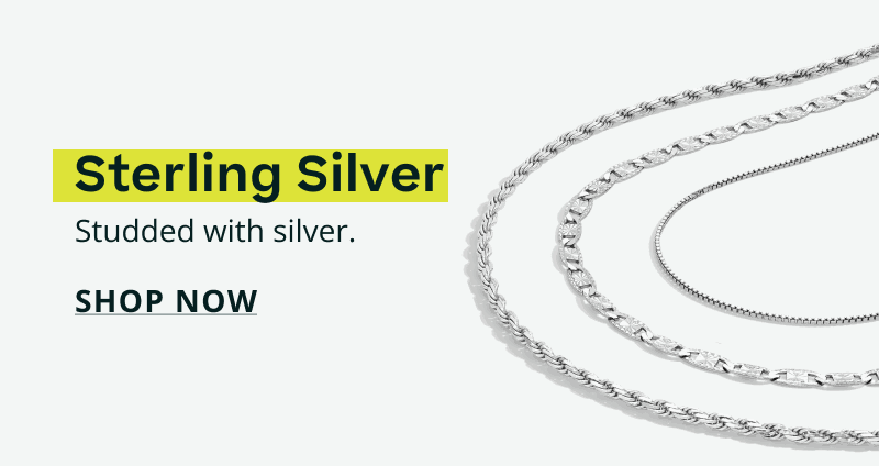 Multiple diverse patterned silver chain & link necklaces. Sterling silver. Studded with silver. Click here to shop now