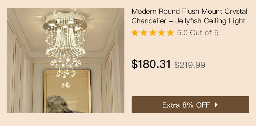 Modern Round Flush Mount Crystal Chandelier - Jellyfish Ceiling Light