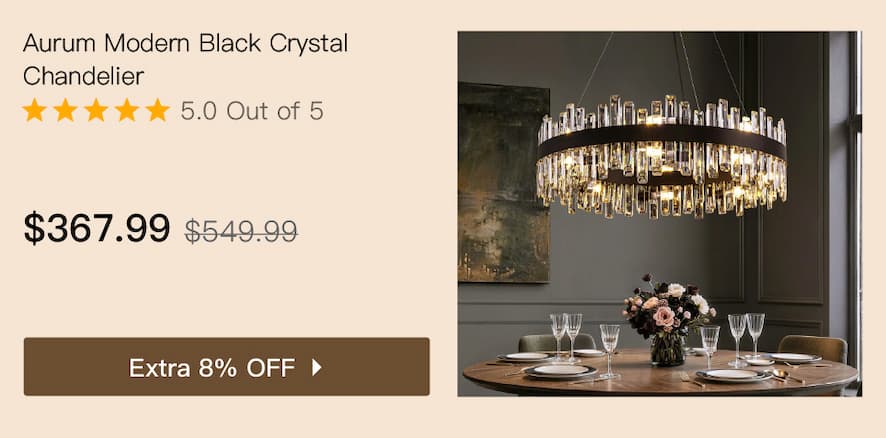 Aurum Modern Black Crystal Chandelier