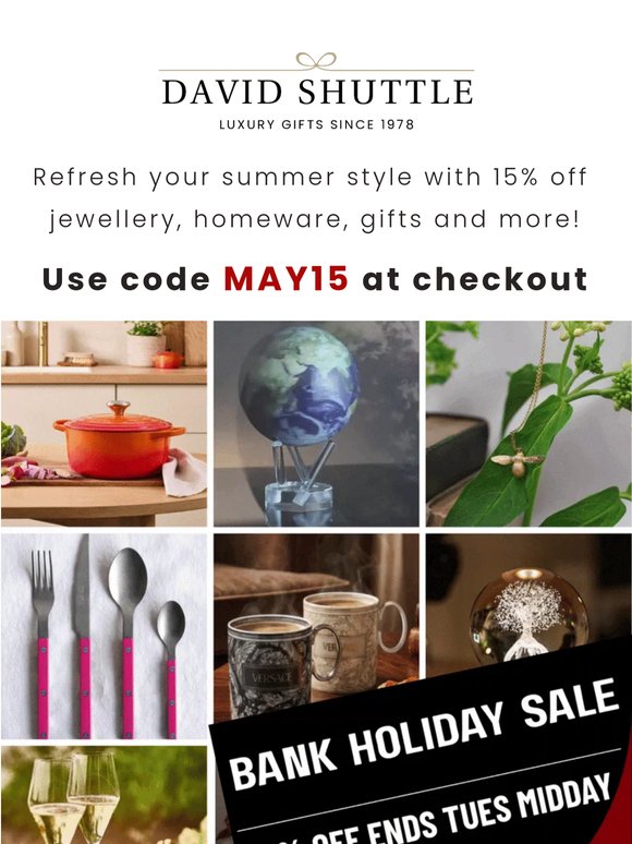 Bank Holiday Sale Ends Tuesday! – 15% Off✨