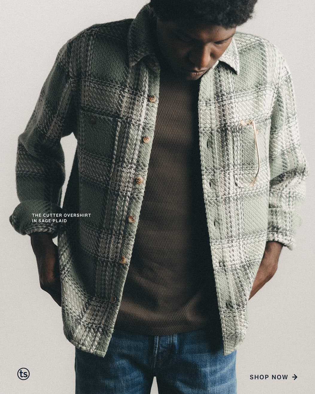 The Cutter Overshirt in Sage Plaid. Shop Now. 