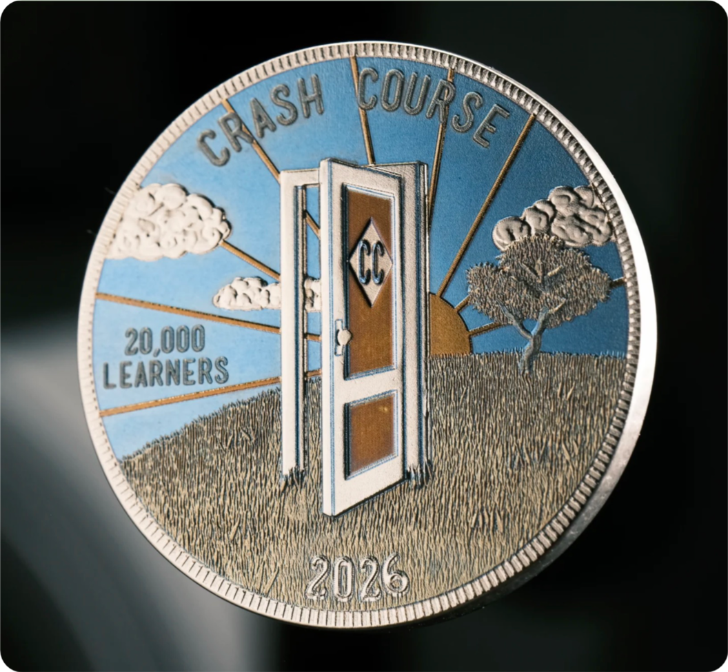 Colorful Titanium Crash Course 20,000 Learner Coin front