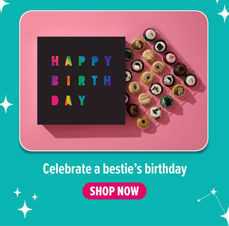Celebrate a bestie's birthday! Shop our midnight birthday gift box cupcake 25-pack now.