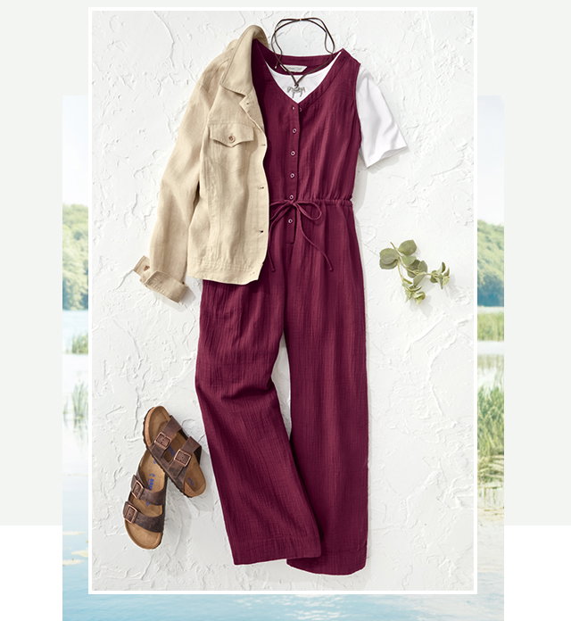 Summer Breeze Gauze Tie-Waist Jumpsuit outfit
