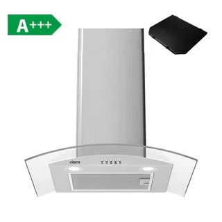 CIARRA 60cm Glass Cooker Hood Curved Stainless Steel A+++ CBCS6506B-OW
