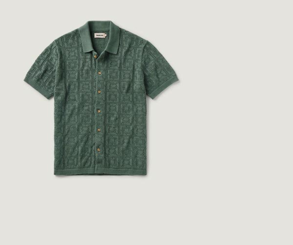 The Monterey Sweater Polo in Deep Sea Geo Crochet