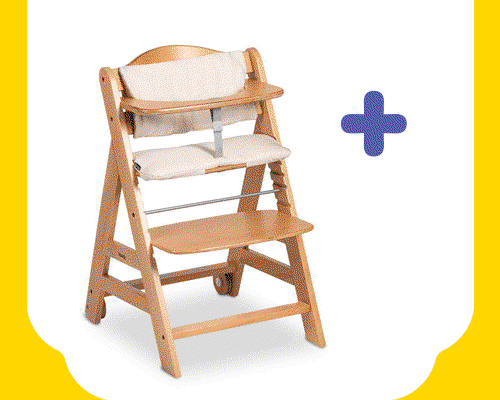 BETA+ Newborn Set - Chaise haute en bois + accessoires + transat 3 en 1 de Hauck