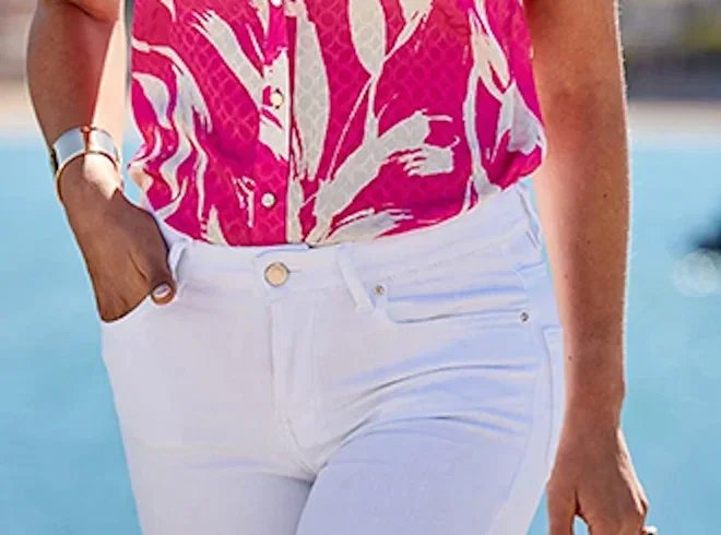 Hot Pink Floral Print Jacquard Shirt