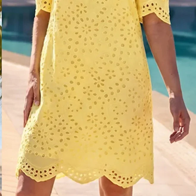 Lemon Yellow Broderie Bardot Dress