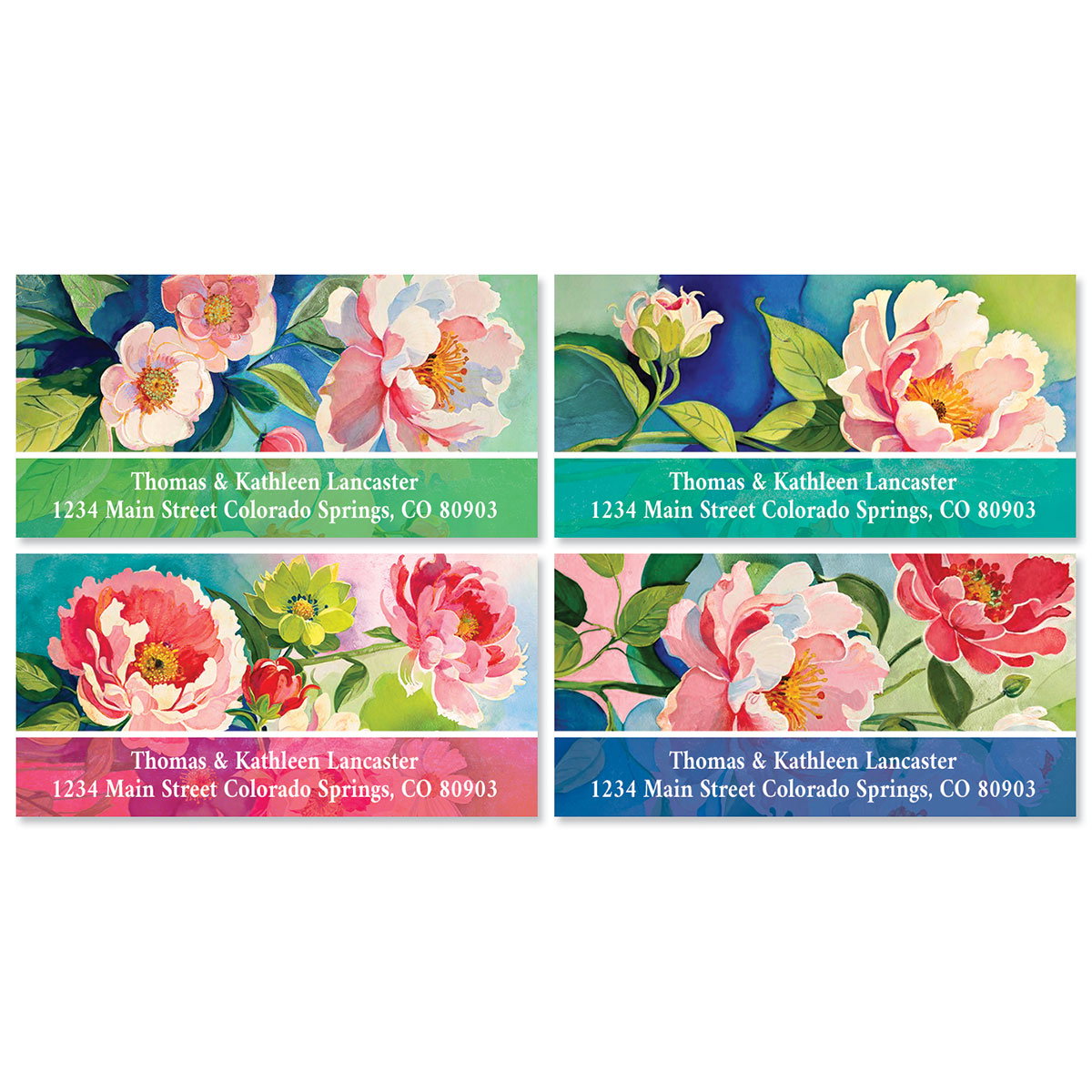 Image of Floral Blooms Deluxe Return Address Labels
