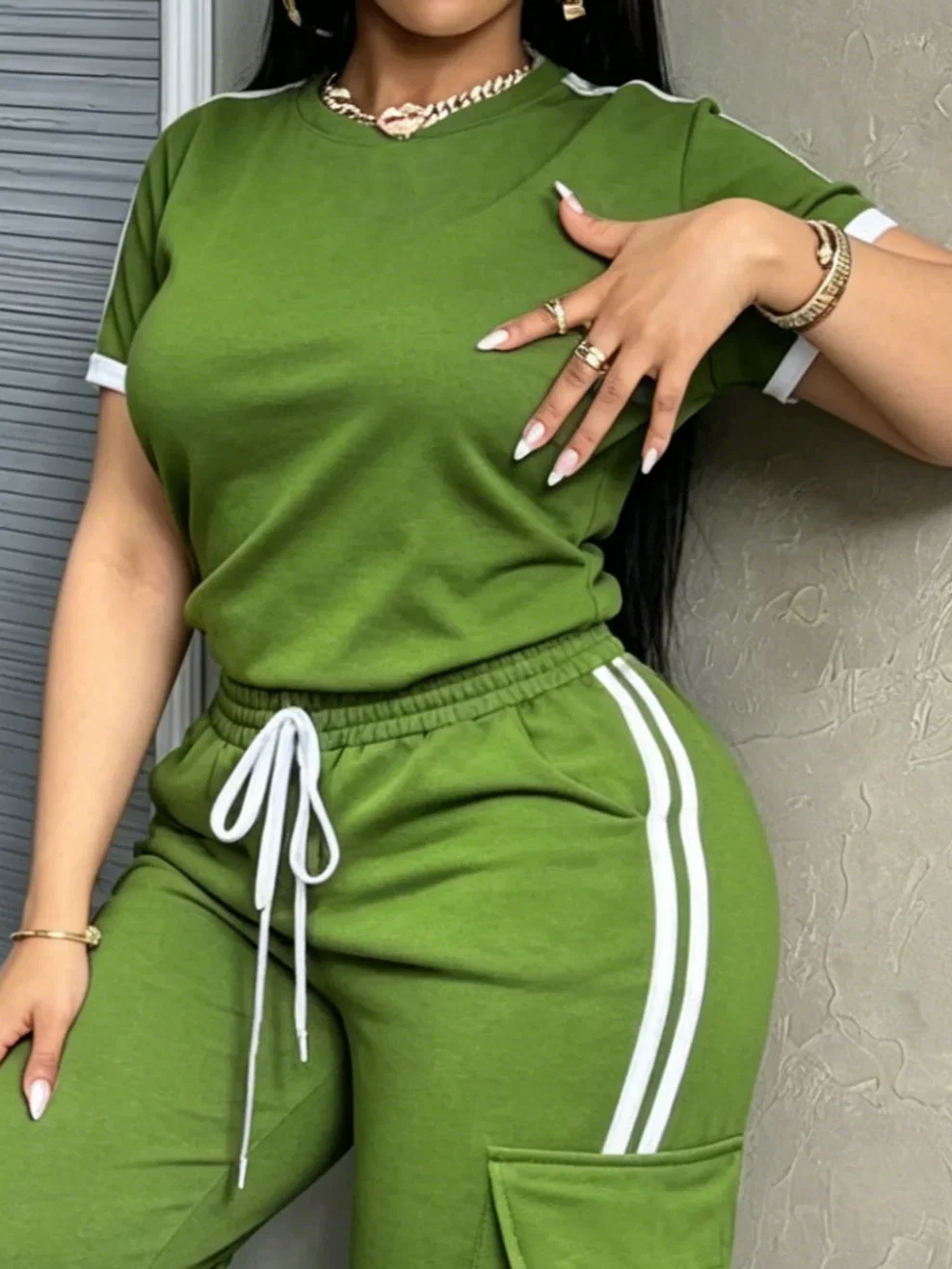Image of Casual Color Block Crew Neck T-shirt