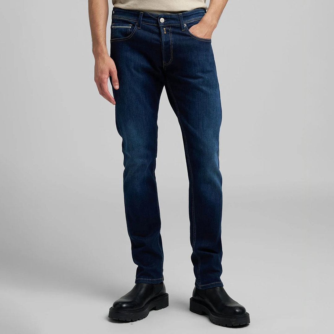 Image of Replay | Dark Blue Grover Straight Stretch Jeans