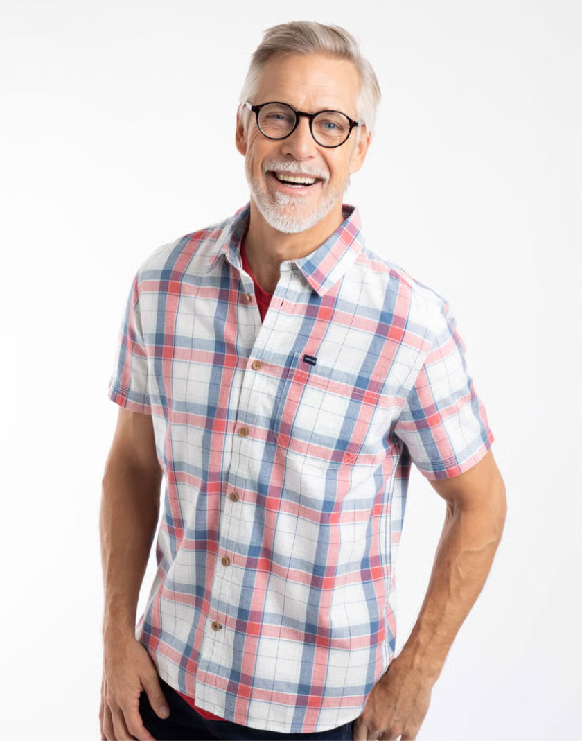 Angeles Short Sleeve Check Shirt White